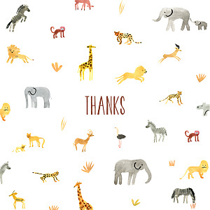 Baby Thank You Cards Safari (4 pages) white