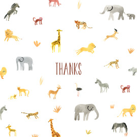 Baby Thank You Cards Safari (4 Pages) White