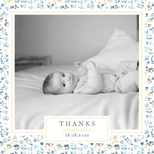 Baby Thank You Cards Liberty Hearts (4 Pages) Blue - Page 1