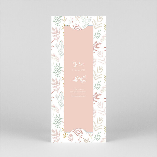 Baby Thank You Cards Liberty Leaves (Bookmark) Pink - View 3