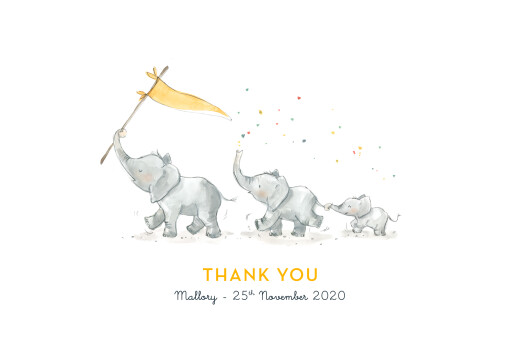 Baby Thank You Cards Elephant Family Yellow - Page 1