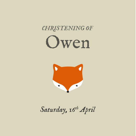 Christening Gift Tags Little Fox Beige - Front