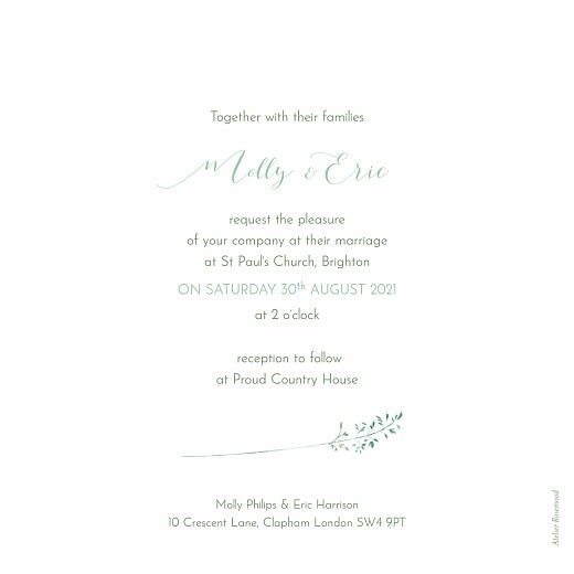 Wedding Invitations Country Meadow (Square) Green - Back
