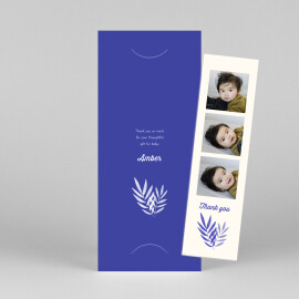 Baby Thank You Cards Palm Leaves (Bookmark) Blue