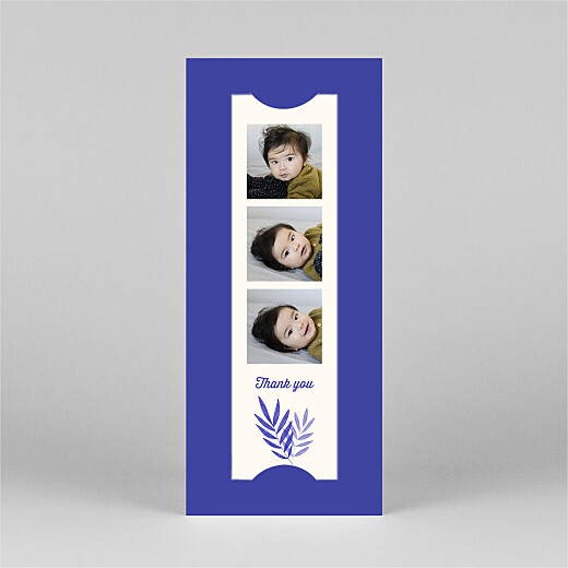 Baby Thank You Cards Palm Leaves (Bookmark) Blue - View 2