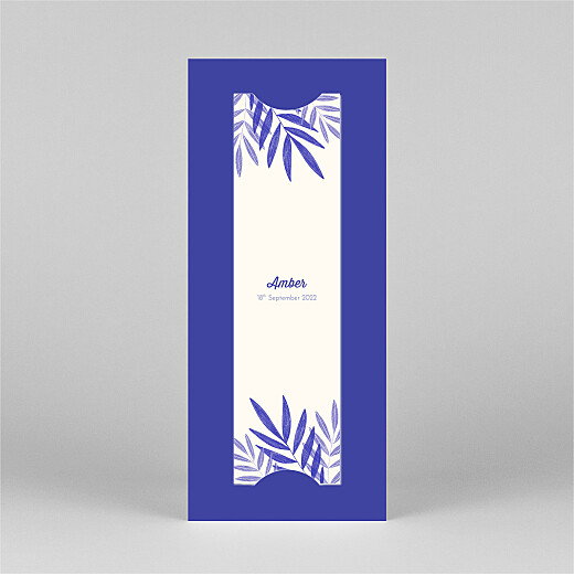 Baby Thank You Cards Palm Leaves (Bookmark) Blue - View 3