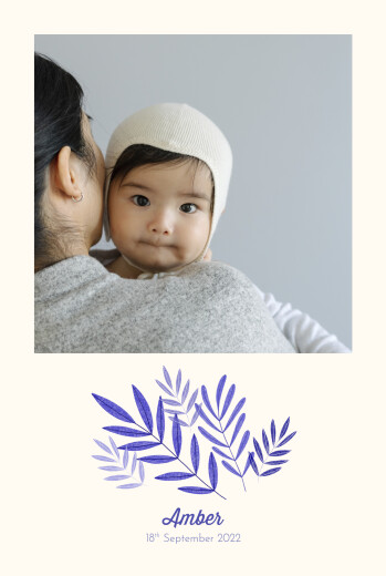 Baby Announcements Palm Leaves Blue - Front