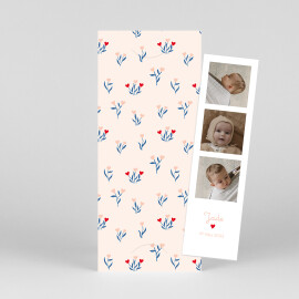 Baby Thank You Cards Love Blossoms (Bookmark) Red