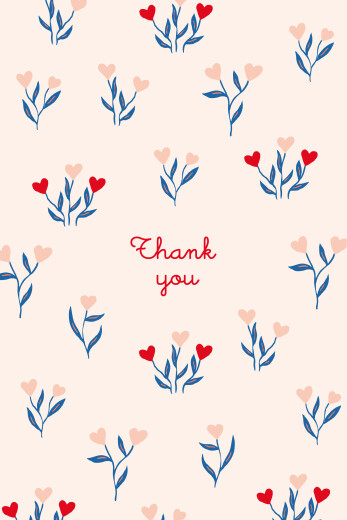 Baby Thank You Cards Love Blossoms Red - Front