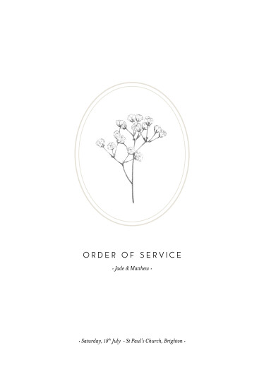 Wedding Order of Service Booklet Covers Gypsophila Beige - Page 1