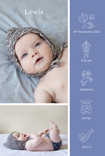 Baby Announcements My Story (Portrait) Blue - Front