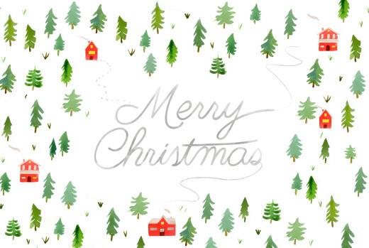 Business Christmas Cards Evergreen Landscape (4 Pages) White - Page 1