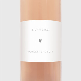 Wedding Wine Labels Elegant Heart White