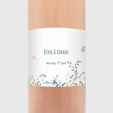 Wedding Wine Labels Watercolour Meadow Pink
