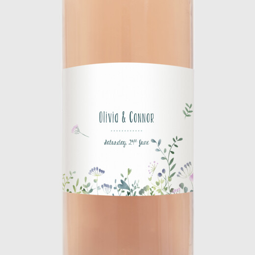 Wedding Wine Labels Watercolour Meadow Pink - View 1