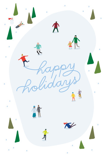 Business Christmas Cards Little Ice Dancers (4 Pages) Blue - Page 1