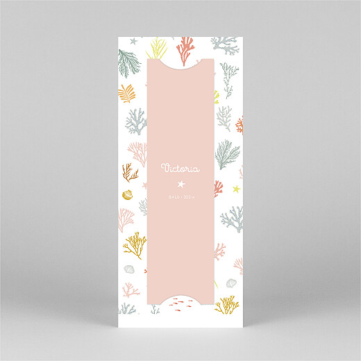 Baby Thank You Cards Colourful Coral (Bookmark) Pink - View 3