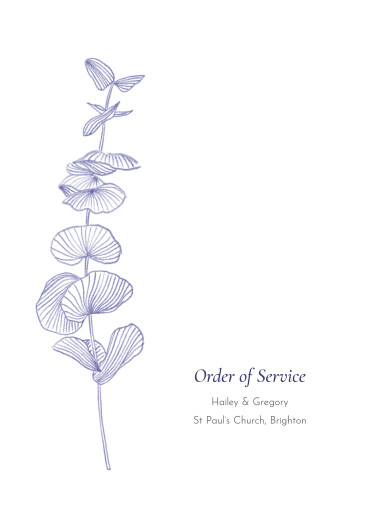 Wedding Order of Service Booklet Covers Everlasting Eucalyptus Blue - Page 1
