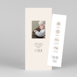 Baby Thank You Cards My Little World (bookmark) White
