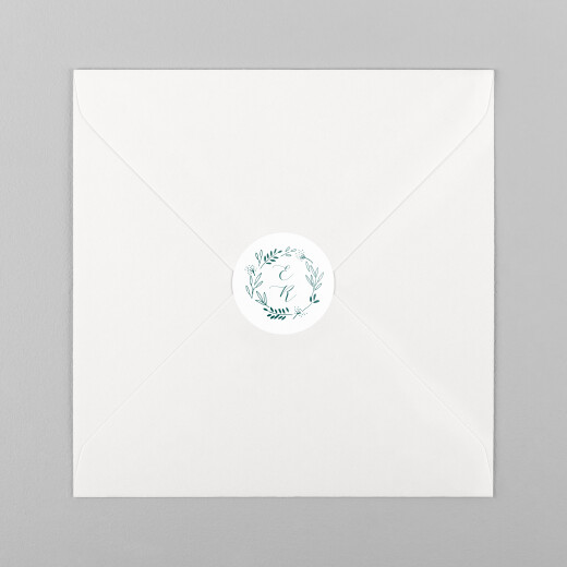 Wedding Envelope Stickers Fields Of Gold (Initials) Green - View 2