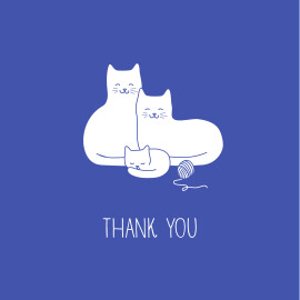 Baby Thank You Cards Cat Family of 3 (4 Pages) Blue