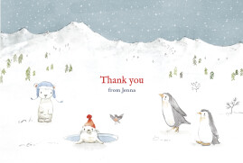 Baby Thank You Cards Arctic Storybook Landscape Blue