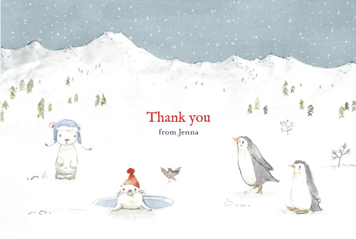 Baby Thank You Cards Arctic Storybook Landscape Blue - Page 1