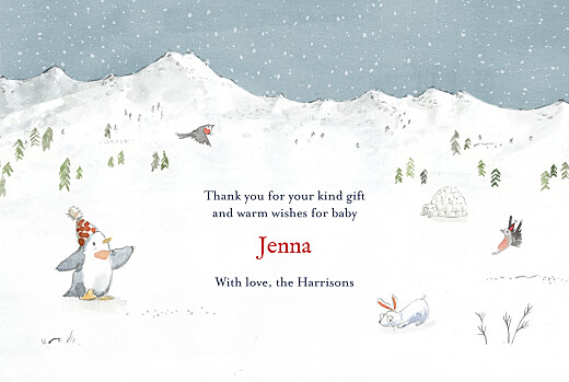 Baby Thank You Cards Arctic Storybook Landscape Blue - Page 3