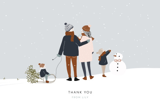Baby Thank You Cards Winter Family (3 Children) 1 - Page 1