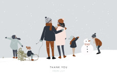 Baby Thank You Cards Winter family (5 Children) 2
