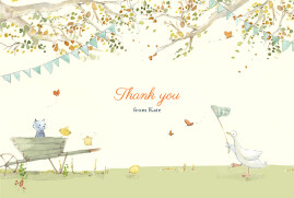 Baby Thank You Cards Country Storybook (Landscape) 4 Pages Green