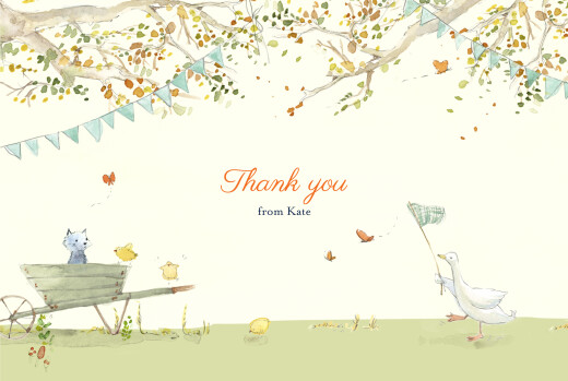 Baby Thank You Cards Country Storybook (Landscape) 4 Pages Green - Page 1