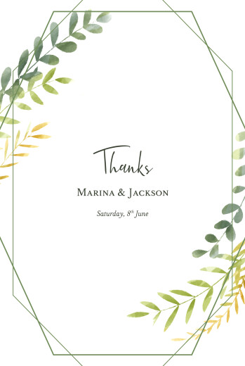 Wedding Thank You Cards Enchanted (Portrait) Green - Page 1