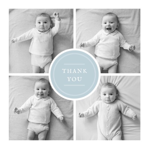 Baby Thank You Cards Medallion (Large) Blue - Front