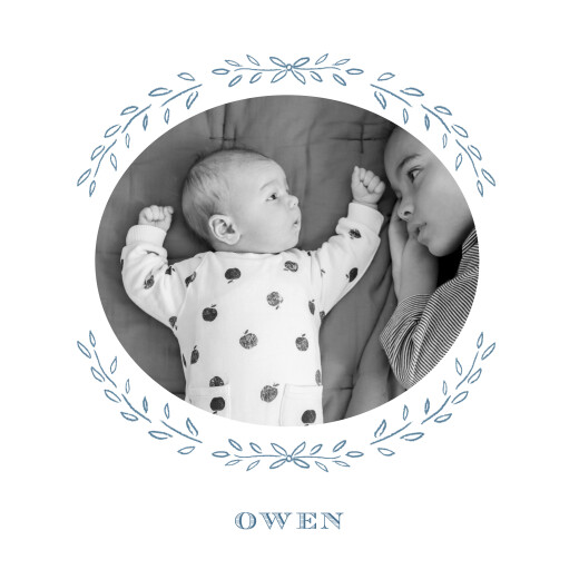 Baby Announcements Poem Photo Blue Gray - Front