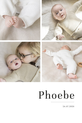 Baby Announcements Modern Chic 4 photos White - Front