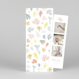 Baby Thank You Cards Colourful Coral (Bookmark) Pink