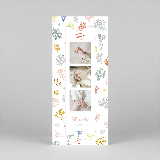 Baby Thank You Cards Colourful Coral (Bookmark) Pink - View 2