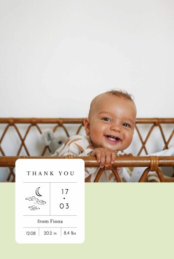 Baby Thank You Cards All about me (4 Pages) Green - Page 1