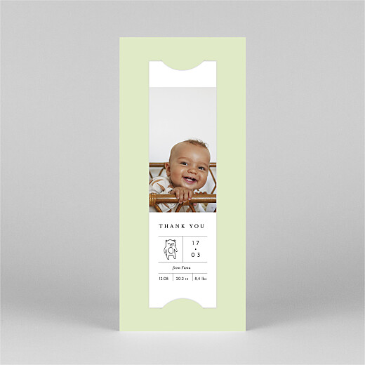 Baby Thank You Cards All about me (Bookmark) Green - View 2