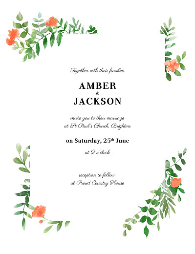 Wedding Invitations Cascading Canopy (Portrait) Red - Front