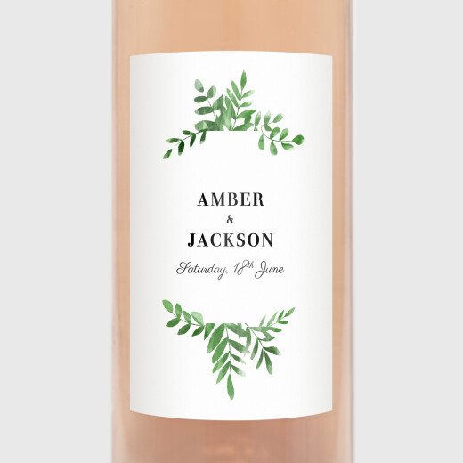 Wedding Wine Labels Cascading Canopy Green - View 1