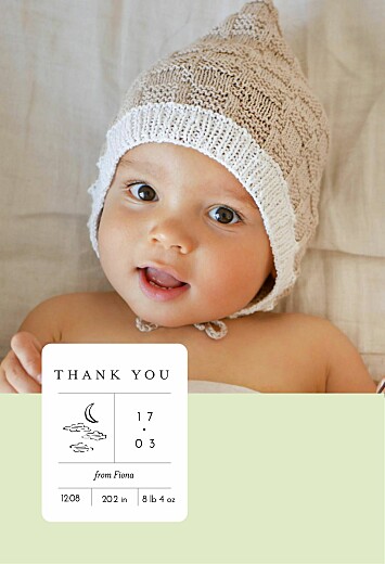 Baby Thank You Cards All about me Green - Front