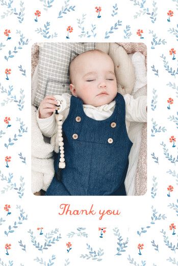 Baby Thank You Cards Little Rambler (Portrait) Blue - Page 1