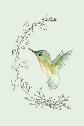 Notecards Little Hummingbird Green - Front