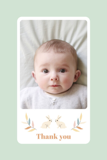 Baby Thank You Cards Liberty lapin (portrait) aqua - Page 1