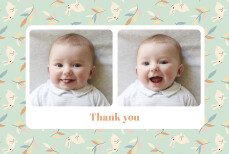 Baby Thank You Cards Bouncing Bunny (Landscape) Green