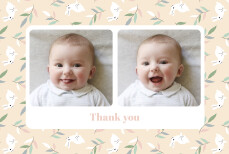 Baby Thank You Cards Bouncing Bunny (Landscape) Beige