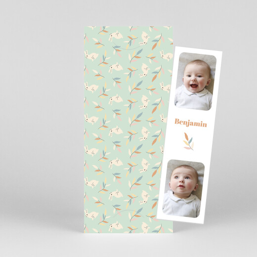 Baby Announcements Bouncing Bunny (Bookmark) Green - View 1