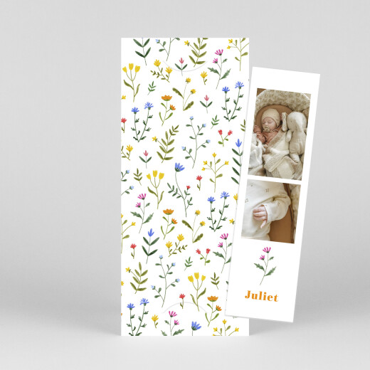 Baby Thank You Cards Wildflowers (Bookmark) White - View 1